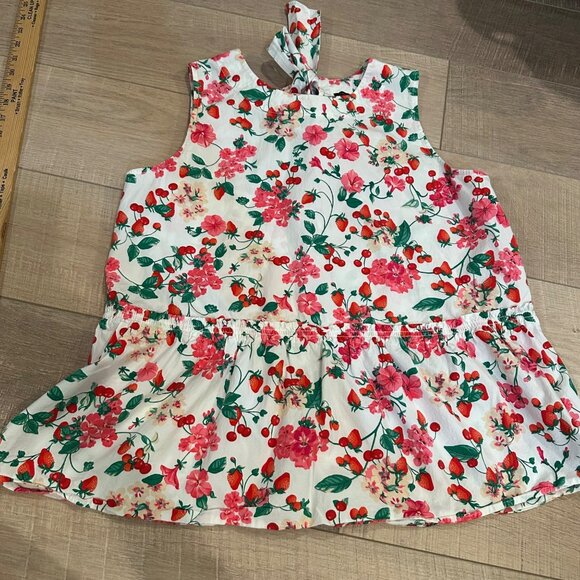 ANN TAYLOR WOMENS LARGE STRAWBERRY LARGE RED & WHITE SHIRT BLOUSE - Picture 9 of 10